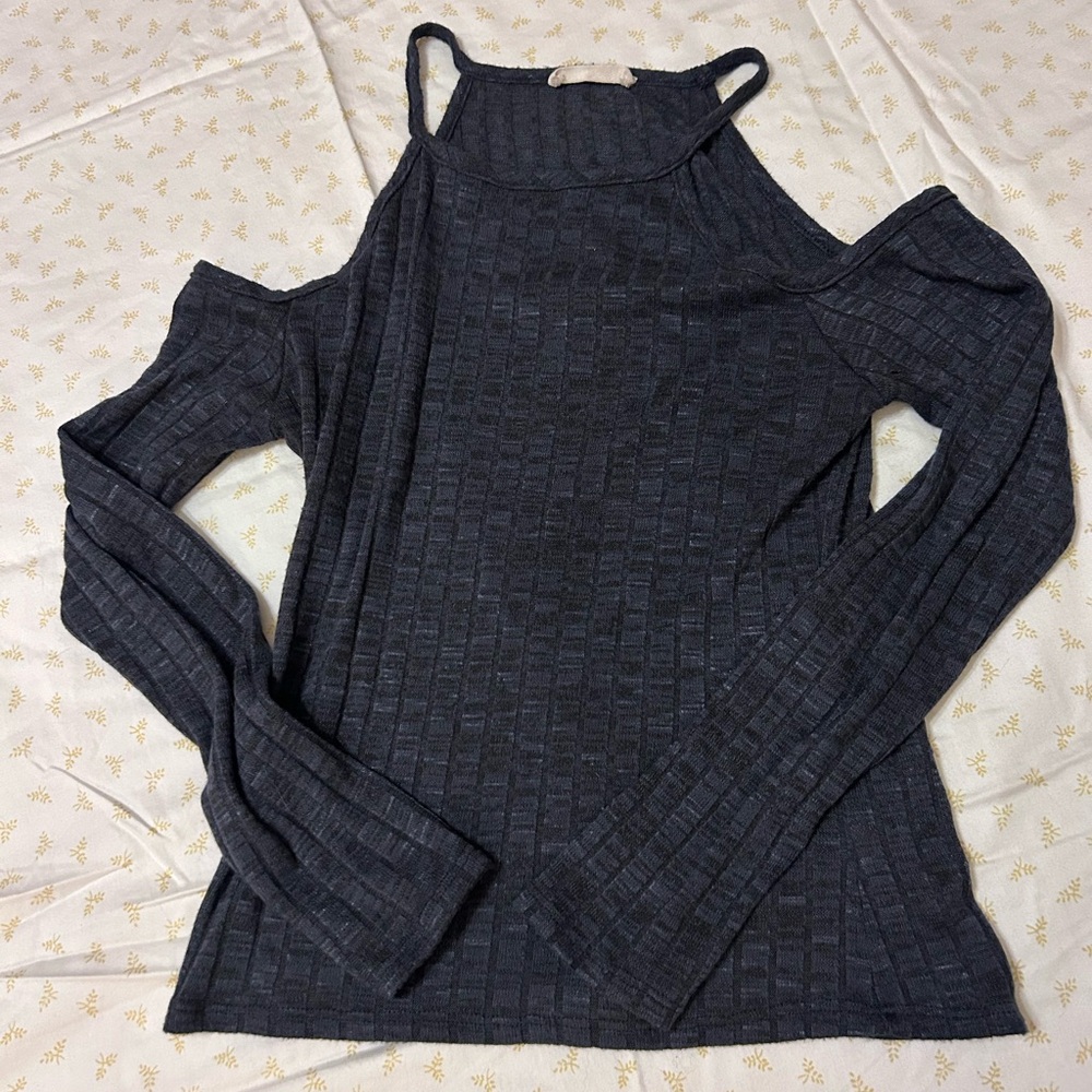 DARK NAVY OPEN SHOULDER LONG SLEEVE TOP SIZE SMALL